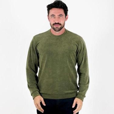 Imagem de Blusa Erva Daninha Manga Longa em Fleece Fechada Masculina, P, Verde m