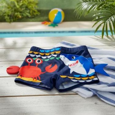 Imagem de Sunga 3D Infantil Boxer UV50+ Para Praia Piscina Natação Bebê Menino T