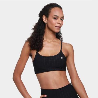 Imagem de Top Fila Pinstripes Flow II Feminino, Preto, GG