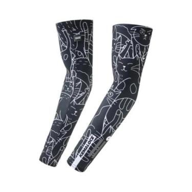 Imagem de Manguitos De Ciclismo Branco E Preto Com Proteção UV KEMALOCE, Proteto