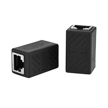 Imagem de Extensor de cabos, 2 peças RJ45 fêmea para fêmea, adaptador de rede LAN, conector de extensor de rede Ethernet, leve e pequeno, transmissão estável, melhor conexão