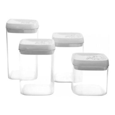 Imagem de Conjunto 4 Potes Herméticos P/ Mantimentos Com Tampa Á Vácuo
