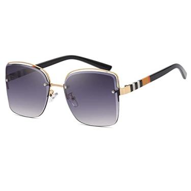 Imagem de Óculos de sol sem armação com listras ocos masculinos femininos moda tons UV400 óculos vintage, 2, china