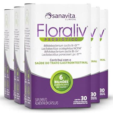Imagem de Kit 5 Floraliv Probiótico Sanavita 30 cápsulas vegetais