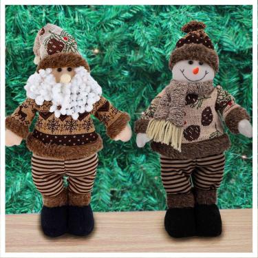 Imagem de Dupla Boneco De Natal Boneco De Neve E Papai Noel 37cm