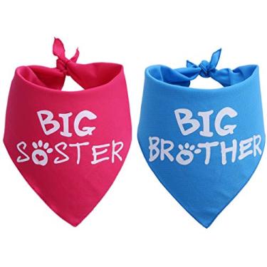 Imagem de JPB Big Brother Bandana para cachorro Big Sister, pacote com 2