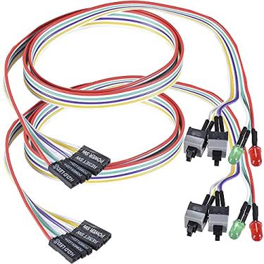Imagem de Warmstor Warmstor 2 unidades de capa para computador LED luz vermelha verde ATX fonte de alimentação redefinir HDD switch cabo 68,5 cm longo caixa ATX frontal bisel kit de fio