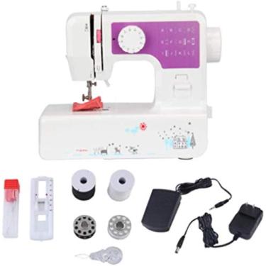 Imagem de Mini máquina de costura doméstica automática máquina de costura doméstica mesa elétrica máquina de costura multifuncional - roxo atualizado