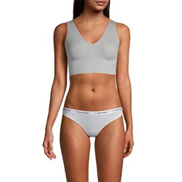 Imagem de Calvin Klein Sutiã feminino Invisibles confortável sem costura levemente forrado com gola V, Cinza Jet, P