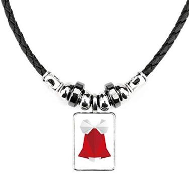 Imagem de DIYthinker Colar abstrato de Natal com estampa de origami laço joia torque pingente de corda de couro