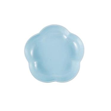 Imagem de GUIPAIHAI Tigela de cerâmica em forma de flor criativa prato de jantar estilo norte para lanche doméstico tigela profunda forno bolo sobremesa prato de salada (cor: azul, tamanho: G/19 cm)