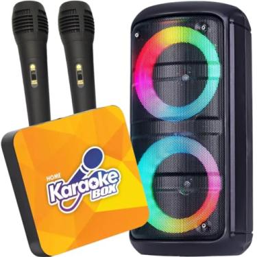 Imagem de Karaokê Box Com 1000 Músicas + Caixa de Som + 2 Microfones Completo