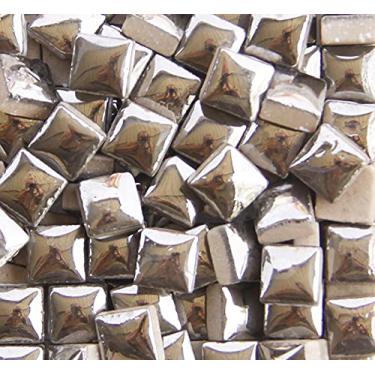 Imagem de PINUO&KE 200 peças / 200 g formas quadradas 1x1 cm Mosaico de cerâmica quadrada para artesanato, peças de vitrais coloridos para projetos de mosaico - prata
