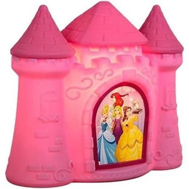 Imagem de Luminária Abajur De Mesa Castelo Princesas Rosa Infantil Menina Disney