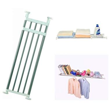 Imagem de Baoyouni Prateleira de tensão de armário expansível ajustável rack de armazenamento de roupas cabide organizador de haste marfim, 99,76-152,04 centímetros