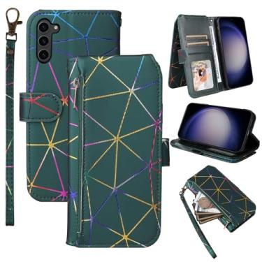 Imagem de Furiet Capa carteira compatível com Samsung Galaxy S23 5G com alça de pulso, 9 + compartimentos para cartões, bolsa com zíper, capa de telefone flip de couro PU para S 23 23S GS23 G5 SM-S911U 6,1