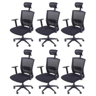 Imagem de Kit 6 Cadeiras para Escritorio Presidente Nr17 Office 3317 Preto