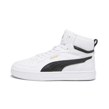 Imagem de PUMA Tênis infantil unissex Caven 2.0 médio, branco preto-dourado, tamanho 34, Puma branco-puma preto e dourado, 18
