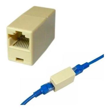 Imagem de Adaptador Emenda Cabo De Rede Internet Extensão Fêmea Rj45 - it-blue