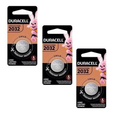 Imagem de 3 Pilhas Duracell Cr2032 3V Lítio Bateria Moeda