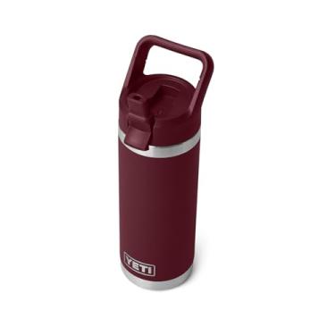 Imagem de YETI Garrafa Rambler de 530 ml, isolada a vácuo, aço inoxidável com tampa de canudo que combina, vermelho vinha selvagem