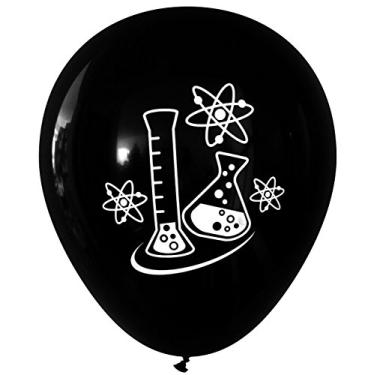 Imagem de Frascos e átomos - Balões de festa Mad Science (16 peças, dois lados) (preto) por Nerdy Words
