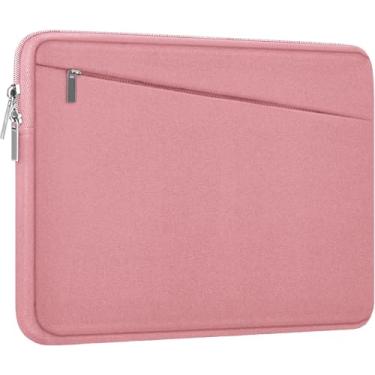 Imagem de Capa para laptop de 15,6 polegadas, bolsa de transporte fina para computador, capa protetora com bolso frontal, capa durável para laptop de 15 a 16 polegadas HP, Dell, Lenovo, Asus - vermelho e rosa
