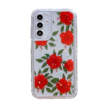 Imagem de wifantien Capa transparente floral 3 em 1 para Samsung Galaxy A25 5G, 3 camadas slim fit flores coloridas padrão 3D bonito feminino estética tendência à prova de choque capa feminina de corpo inteiro