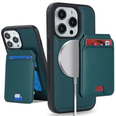 Imagem de SailorTech Capa para iPhone 14 Pro com suporte para cartão de crédito mag seguro, capa de couro para iPhone 14 Pro para telefone carteira feminina compatível com mag segura carteira destacável 2 em 1