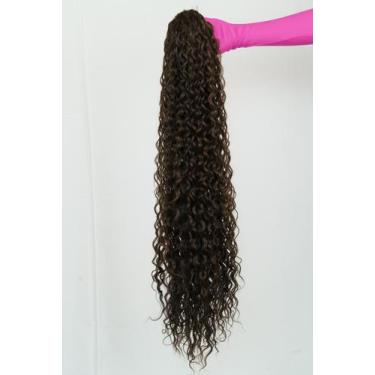 Imagem de Rabo de Cavalo Orgânico Cacheado Castanho Médio - Central Hair
