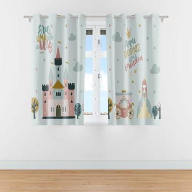 Imagem de Cortina Infantil Princesa e Castelo para Quarto 2,80x1,40m - Quartinho