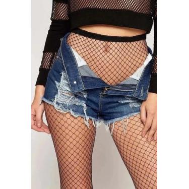 Imagem de Meia Calça Arrastão Trama Aberta Rede Gótica Linda - Moda Íntima, Médi