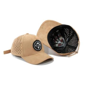 Imagem de Boné Furadinho Camurça Unissex Fitão Snapback Envio Imediato Preto e C