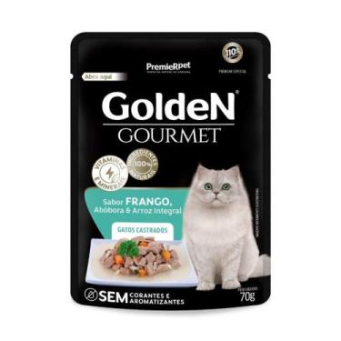 Imagem de Golden Sachê Gourmet Gatos Adultos Castrados Sabor Frango e Abóbora 70