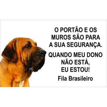 Imagem de Placa Identificação Cão Bravo Cuidado Fila branca - Ciruvix,  Preto