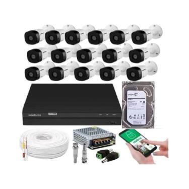 Imagem de Kit 16 Câmeras Intelbras Multi Hd 1120b Dvr 16 Canais Com Hd