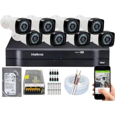 Imagem de Kit Cftv 8 Cameras Segurança  Hd Dvr Mhdx Intelbras C/Hd 1Tb