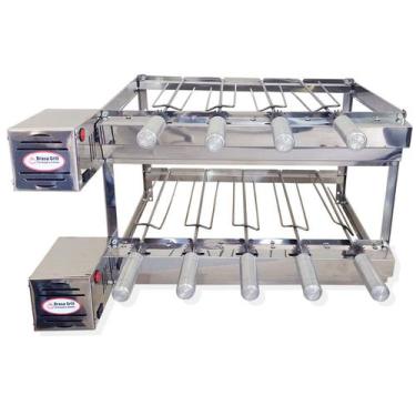 Imagem de Grill Giratório Duplo Inox BRASA: 9 Espetos, 2 Motores, Design 2 Andar