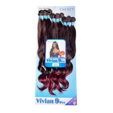 Imagem de Cabelo Cherey Bio Fibra Liso Ondulado Vivian 9 telas 65cm 360g, Ombre 