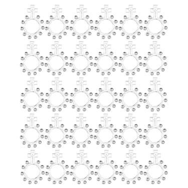 Imagem de COTTVOTT Anel de terço de década, anéis de cruz de rosário de dedo, pingente de rosário de bolso com medalha de exorcismo devocional para homens e mulheres, Metal, Sem pedra preciosa