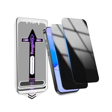 Imagem de Generic Protetor de tela de vidro temperado anti-espião para iPhone 15, instalação automática de eliminação de poeira, transparente HD, sem bolhas, fácil instalação