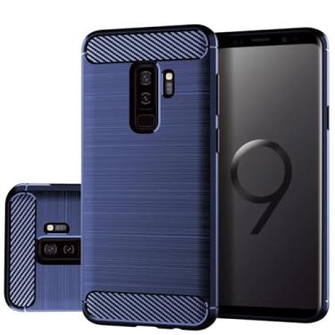 Imagem de Gufuwo Capa para Galaxy S9 +, capa para Samsung S9 Plus G965U, capa de telefone fina de fibra de carbono TPU macia capa protetora antiarranhões à prova de choque para Samsung Galaxy S9 Plus azul