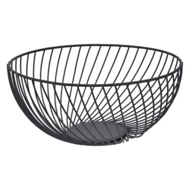 Imagem de Fruteira Aramada Redonda Preta, Estilo Europeu, 25cm, Inox Base Antiderrapante