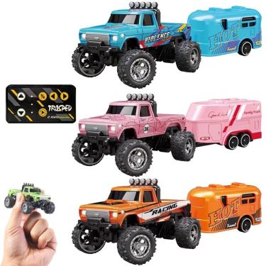 Imagem de Mini caminhão semi RC Monster Truck com controle remoto de reboque