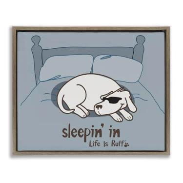 Imagem de Stupell Industries Tela emoldurada Sleeping In Dog Brown Floater Design de parede por LIR, 53 x 43 cm