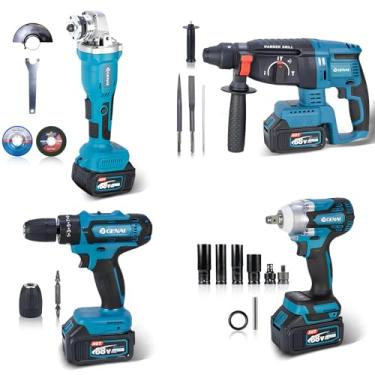 Imagem de Parafusadeira Furadeira e Parafusadeira Chave de Impacto Esmerilhadeira Lixadeira Furadeira de Impacto 110V 220V Kit de Ferramentas Completa 4 em 1 Acessório Perfeito 2 Bateria 68v (GN449)