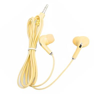Imagem de Fone de Ouvido Esportivo Com Fio, Design Ergonômico de 3,5 Mm, Fone de Ouvido Universal HiFi, Música, Graves, Interface de áudio de 3,5 Mm, Material de Policarbonato de Nível Alto Fidelidade, Fones de Ouvido Com Fio Com Microfone para Viagens de Negócios e Escritório (Amarelo)
