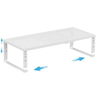 Imagem de Wobmmi Organizador de prateleira de armário de cozinha expansível para temperos, prateleiras de armazenamento empilháveis, prateleira de balcão ajustável para armários, bancadas, armários, despensa e muito mais (1 pacote/branco/grande)