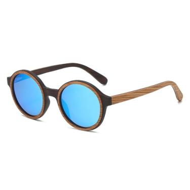 Imagem de Retro Laminado Madeira Óculos de Armação Retro Homens Mulheres Moda Redondo Ao Ar Livre Esportes Condução Tendência UV400,C10