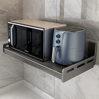 Imagem de AKALNNB Organizador de cozinha prateleira de suporte de forno elétrico montado na parede | Organizador que economiza espaço para forno micro-ondas e forno elétrico | Rack durável com instalação de